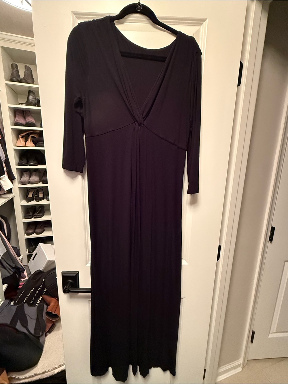 Soma Black V-Neck Long Sleeve Maxi Dress